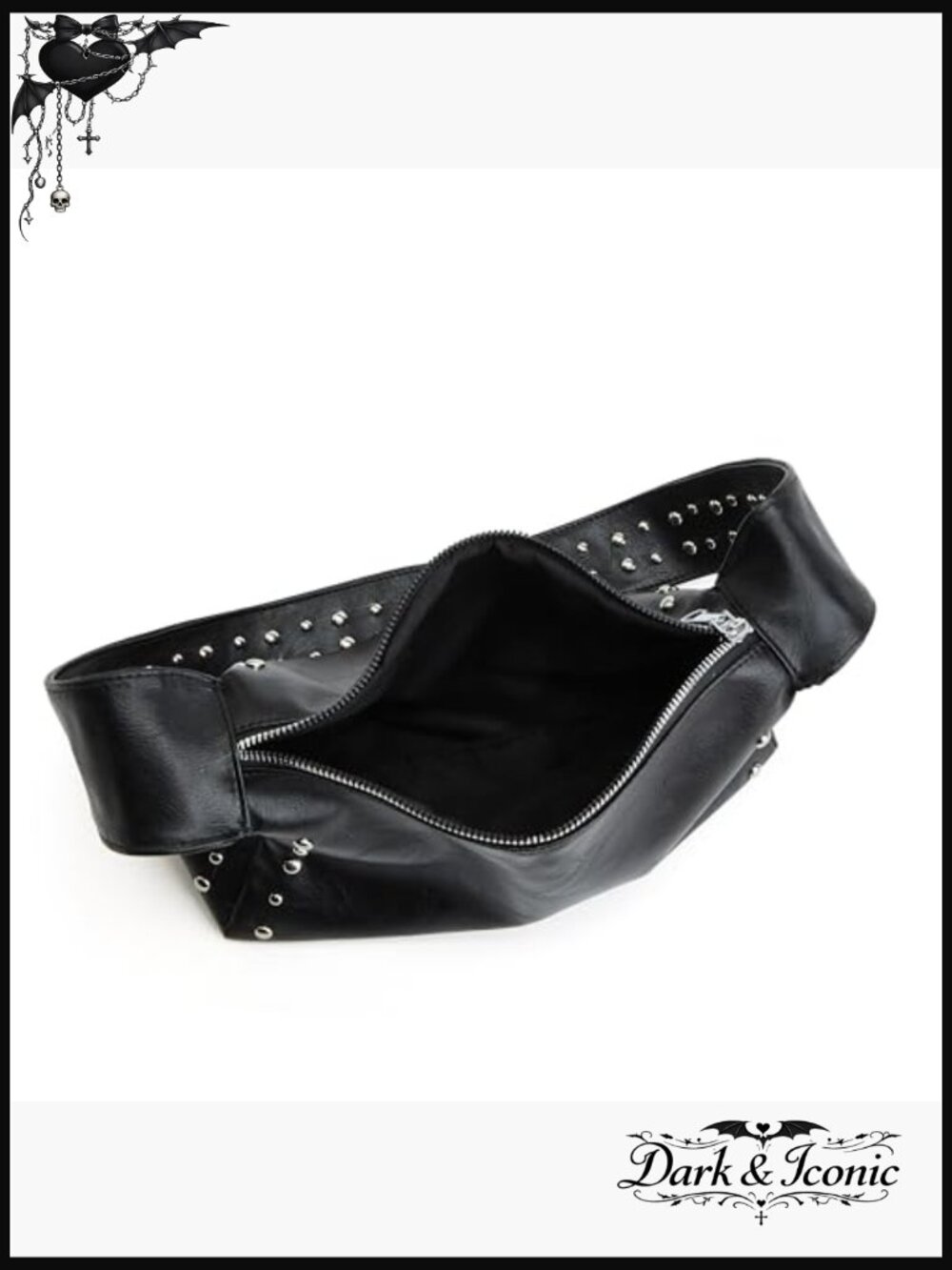 Vegan Studded Shoulder Bag with Adjustable Strap, Y2K Style Small Purse - Picture 6 of 7